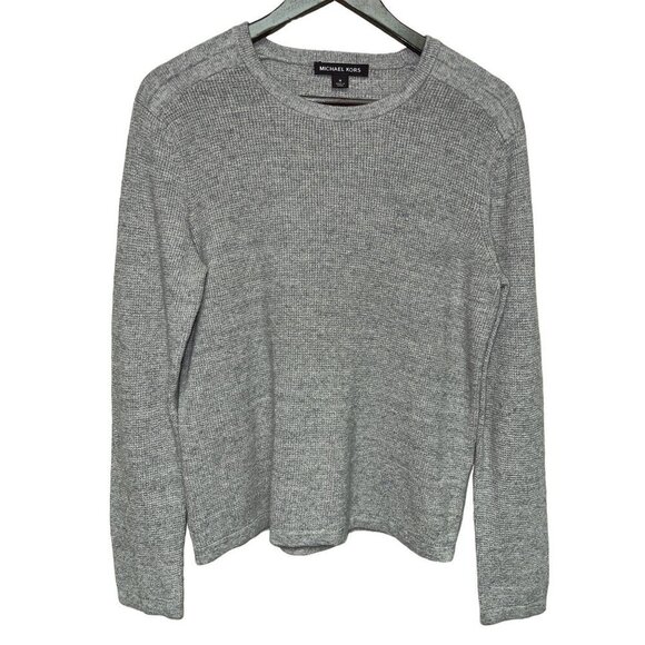 Michael Kors Wool Blend Grey Knit Crew Neck Sweater Pull Over Men's Size Medium - Picture 1 of 8